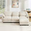 Canapé d'angle modulaire 3 places Cloud Feel, chenille beige, avec pouf-1177633484-1177633487