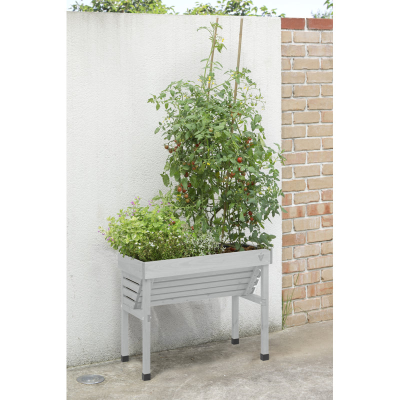 Wood Raised Garden Bed, White Wash