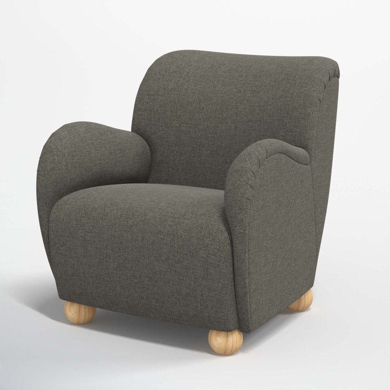 Cowen Polyester Armchair, Zuma Charcoal Textured Linen