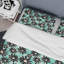 Fleurs de marguerite noire sur turquoise - Ensemble de housse de couette rétro - Microfibre de polyester-766849298-767689327
