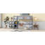 Lit simple mezzanine haut, lit mezzanine en bois d'hévéa avec barrière de sécurité, bureau intégré, échelle, gris-668027462