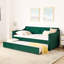 Lit de jour simple avec lit gigogne escamotable et fonction de charge, style Mid-Century, conception à boutons, accoudoirs ondulés, cadre en contreplaqué escamotable sur les accoudoirs, dossier élégant, cadre, convient à la chambre à coucher-133092834