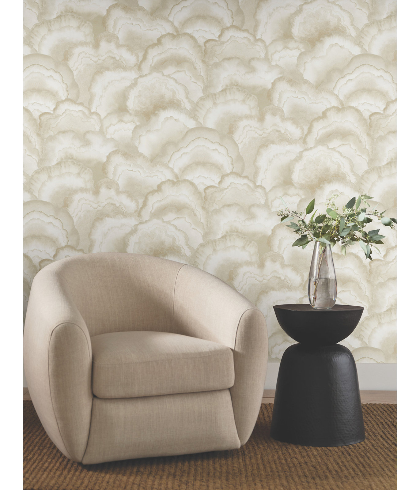 Lavender Fans Wallpaper Double Roll, Beige