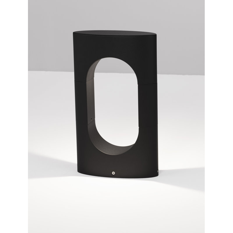 Black Integrated LED Metal Bollard Light, 30cm H x 17.8cm W x 6.9cm D
