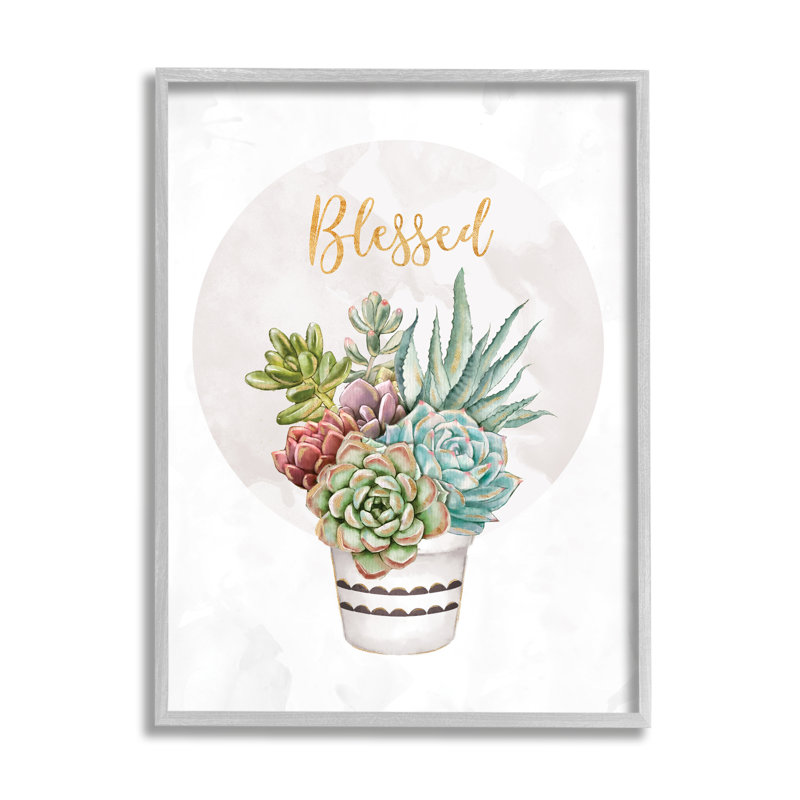 Bouquet de plantes grasses «Blessed Sentiments Chic», Estampe numérique Farmhouse, H 20 po x l 16 po
