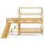Lit simple superposé en forme de maison avec glissade, lit maisonnette avec escalier de rangement, deux méthodes de placement, conception silencieuse, naturel-133434991