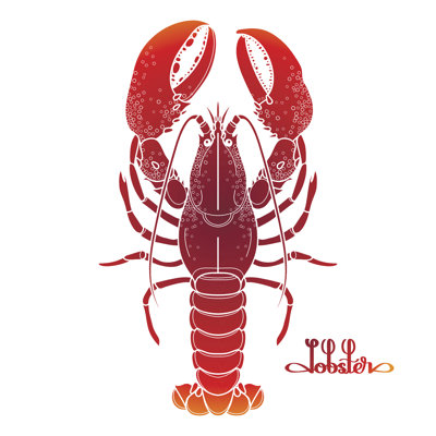 Graphic Vector Lobster 1 Piece Wrapped Canvas Wall Art