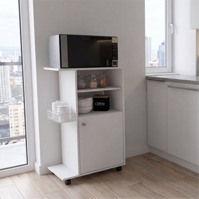 1-Shelf Kitchen Cart With Caster ,One-Door Cabinet