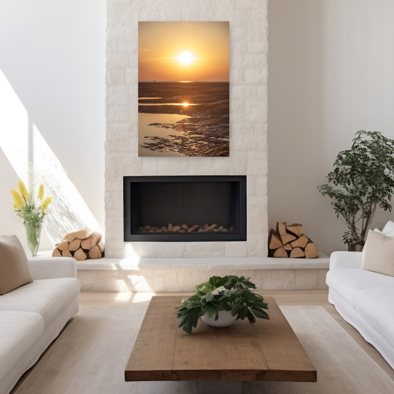 Art contemporain, paysage abstrait, paysage côtier, H 48 po x l 32 po