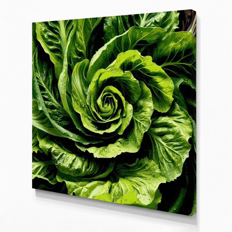 Art mural sur toile légumes vert laitue romaine, 16" H x 16" W