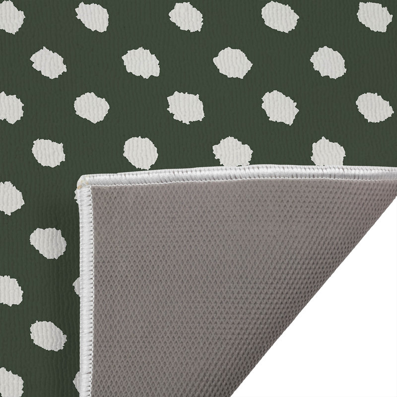 Tapis de toilette rectangulaire antidérapant et absorbant à pois grunge, L 34 po x L 21 po, Chimichurri, Green