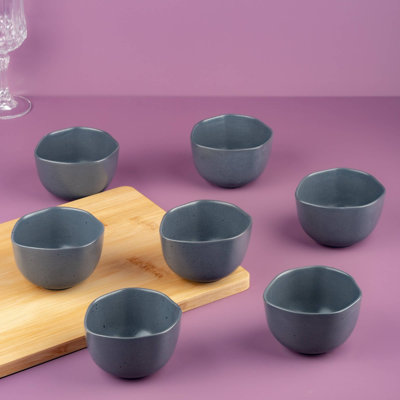 EARTH- CHARCOAL GREY Premium Porcelain Non Stackable Bowl, 3.75" 