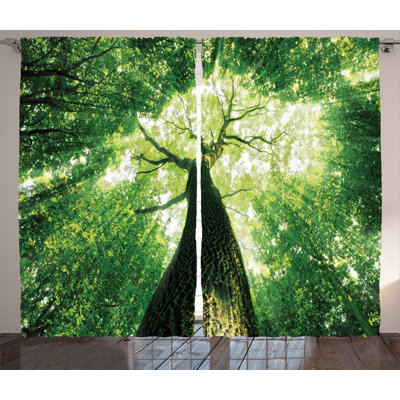Colan Nature Sunlights to Foliage Semi-Sheer Rod Pocket Curtain Panels
