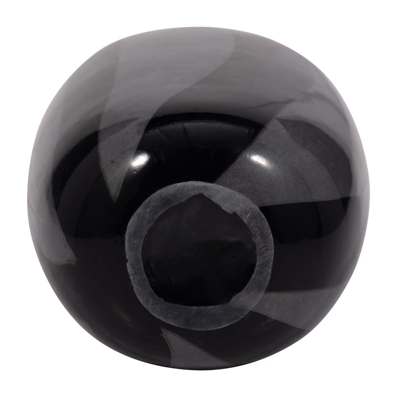 Mele Handmade Glass Table Vase, Black, 10" H x 6" W x 5" D