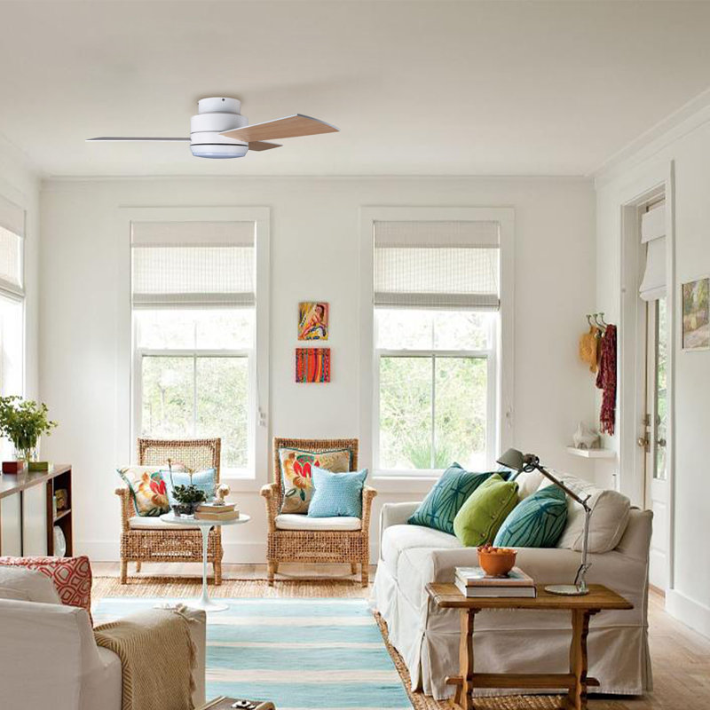 Ventilateur de plafond à 3 pales de 42 po avec ensemble d'éclairage et télécommande Arielmarie, 3 couleurs DEL, moteur à courant continu silencieux à 6 vitesses, minuterie