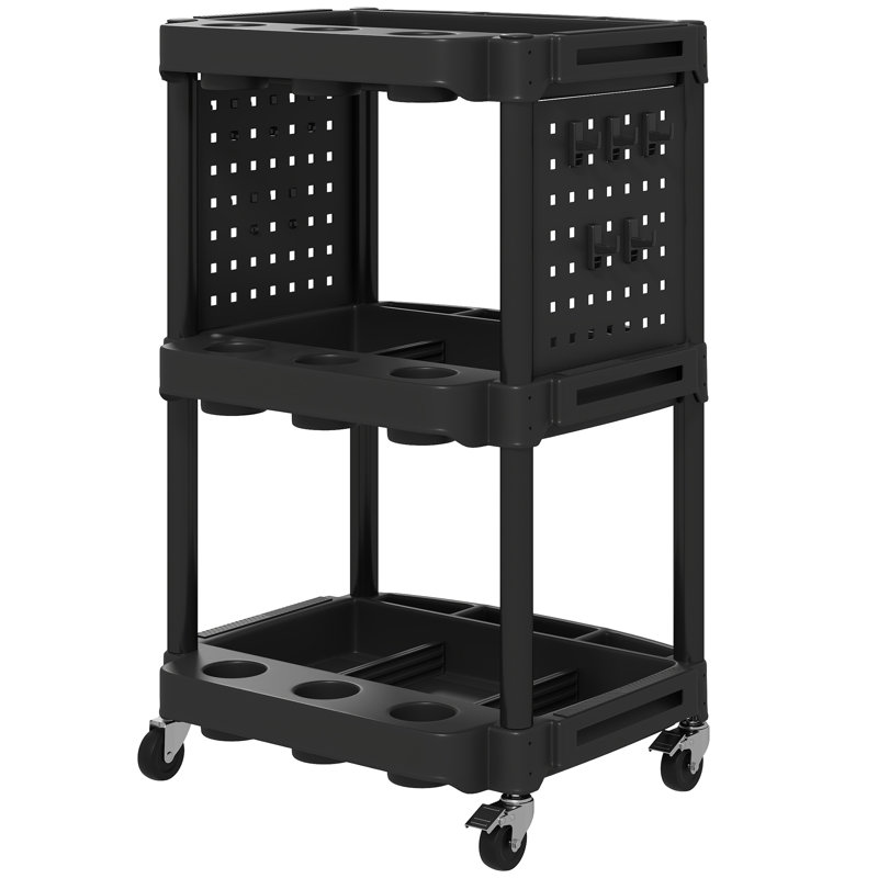 3-Tier Rolling Tool Cart, Black