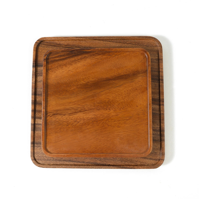 Millwood Pines Colleene Walnut Tray, 0.6" H x 7.9" L x 7.9" W