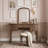 Vintage Vanity Table with Curved Mirror, 5 Drawers and Cushioned Leather Stool