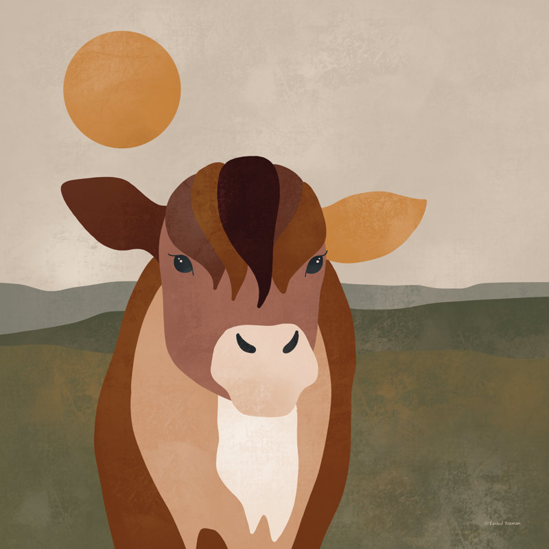 «Mod Boho Cow On Canvas» par Rachel Nieman, reproduction, H 30 po x l 30 po x P 1,25 po