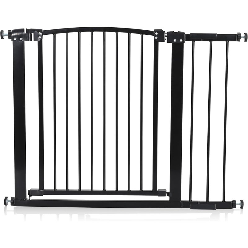 Barrière de sécurité courbée pour bébé et animal de compagnie, barrière de sécurité intérieure en métal robuste, Black