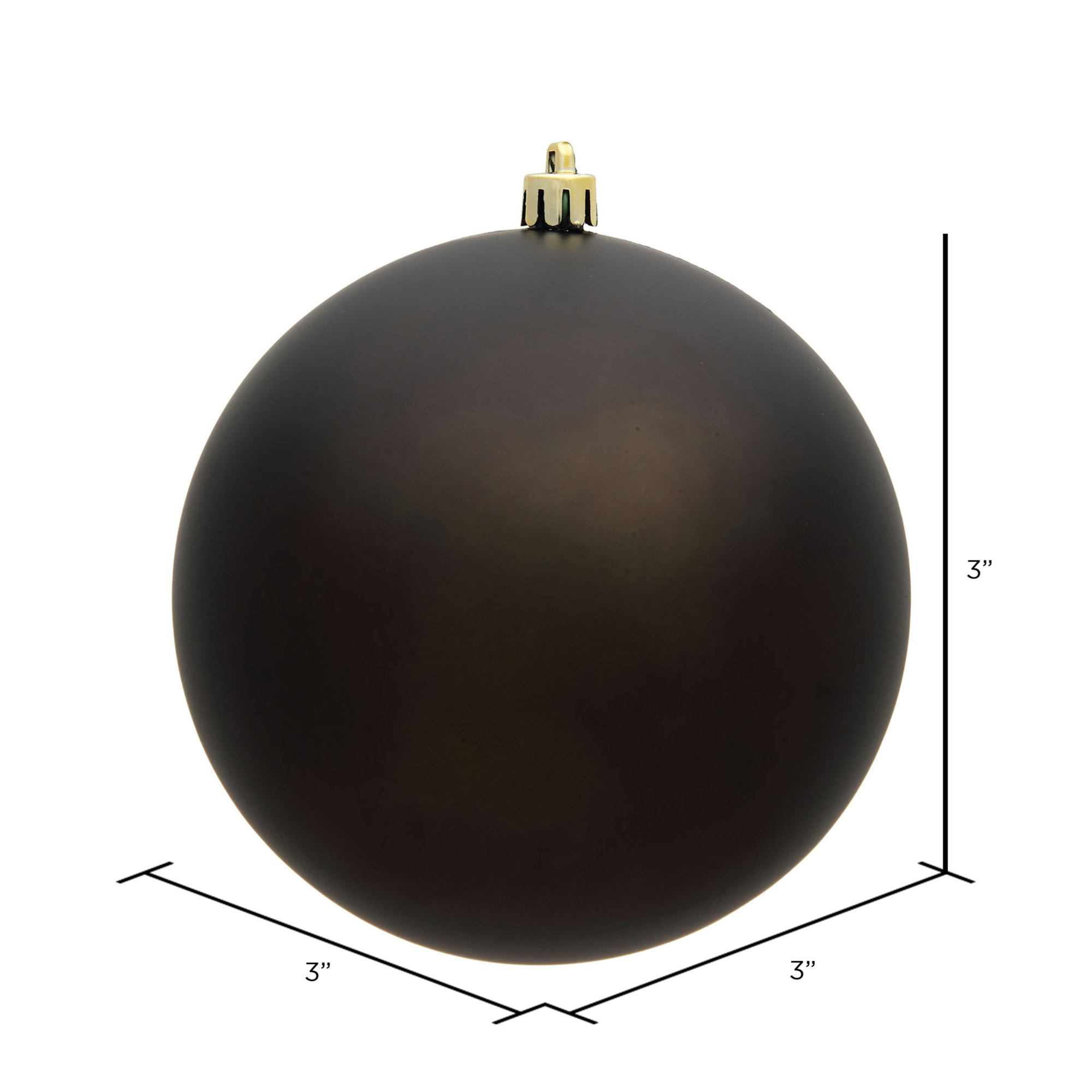 Holiday Décor Ball Ornament, Matte Gunmetal, 3" H x 3" W x 3" D