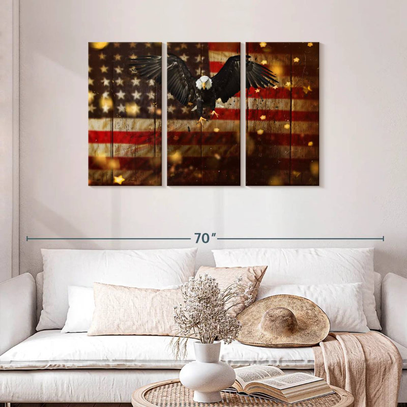 Drapeau des États-Unis avec un aigle à tête blanche, H 28 po x l 45 po