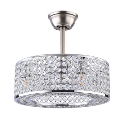 Berlon 18 Inch Modern Crystal Ceiling Fan with Remote Control Without Light Source E26x4