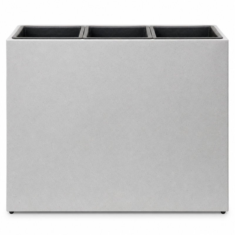 Smooth Rectangular Fiber Cement Planter, Gray, Gray