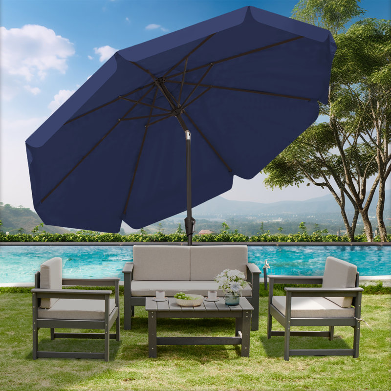 Parasol de marché pour l'extérieur, H 100 po x l 120 po x P 120 po, Marine