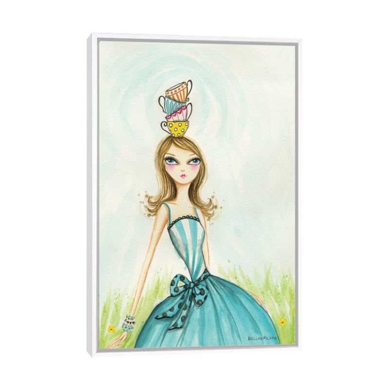 Art de noël à thé, H 26 po x l 18 po x P 1,5 po, Toile blanche encadrée