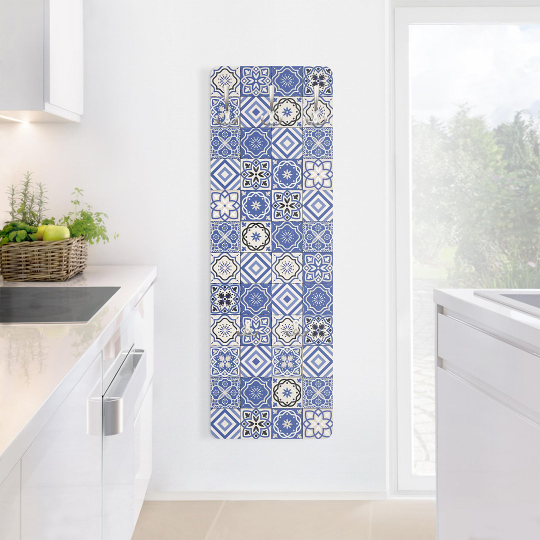 Mediterranean Tile Pattern Wall Mounted Coat Rack