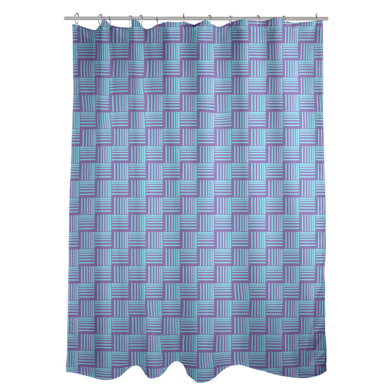 Rideau de douche simple basketweave rayures classic, Mauve / bleu sarcelle