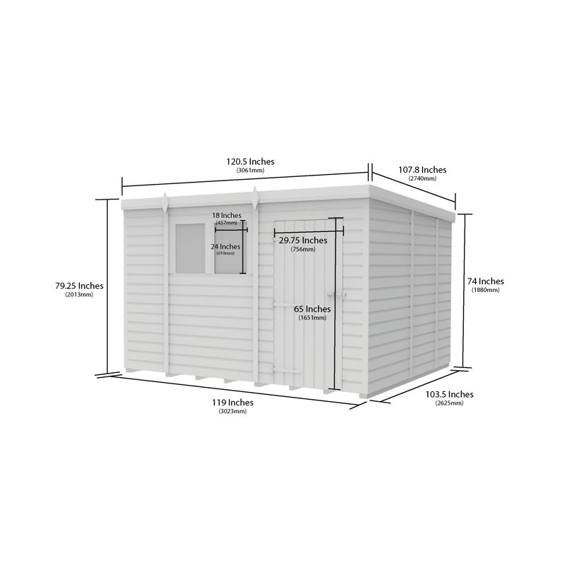 10x9 Pent Composite Shed