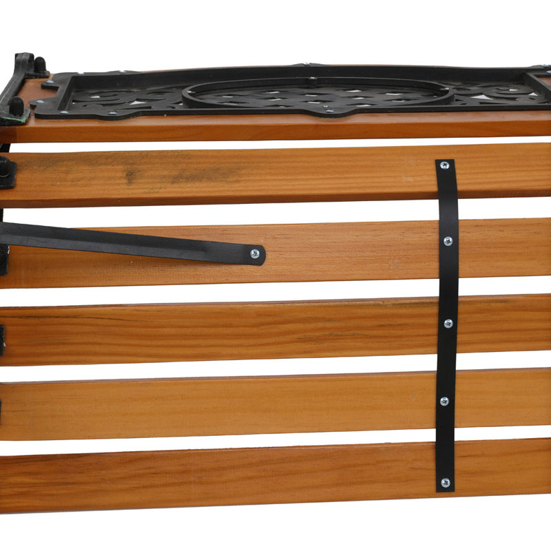 Banc de jardin 49 po de style antique - Lattes en bois franc et mobilier de patio en fonte