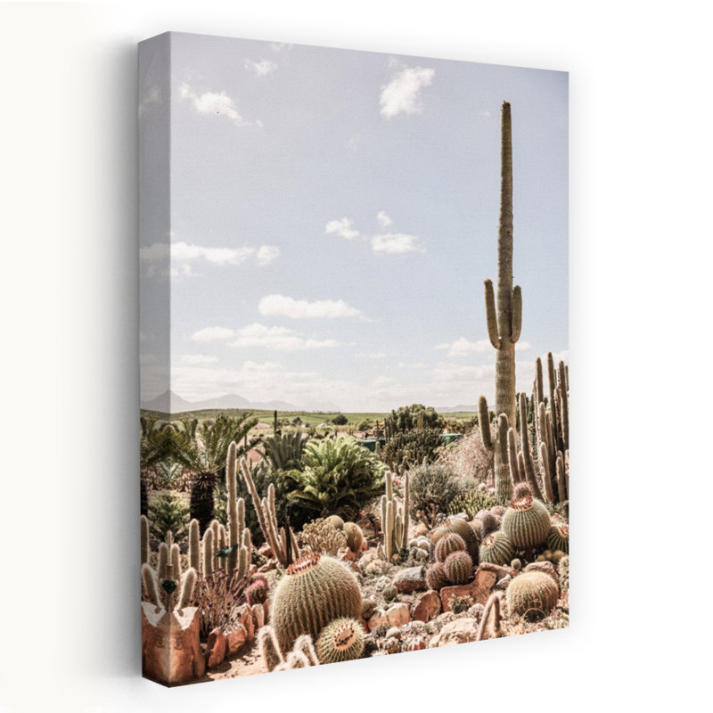 Art contemporain contemporain avec cactus, H 60 po x l 40 po
