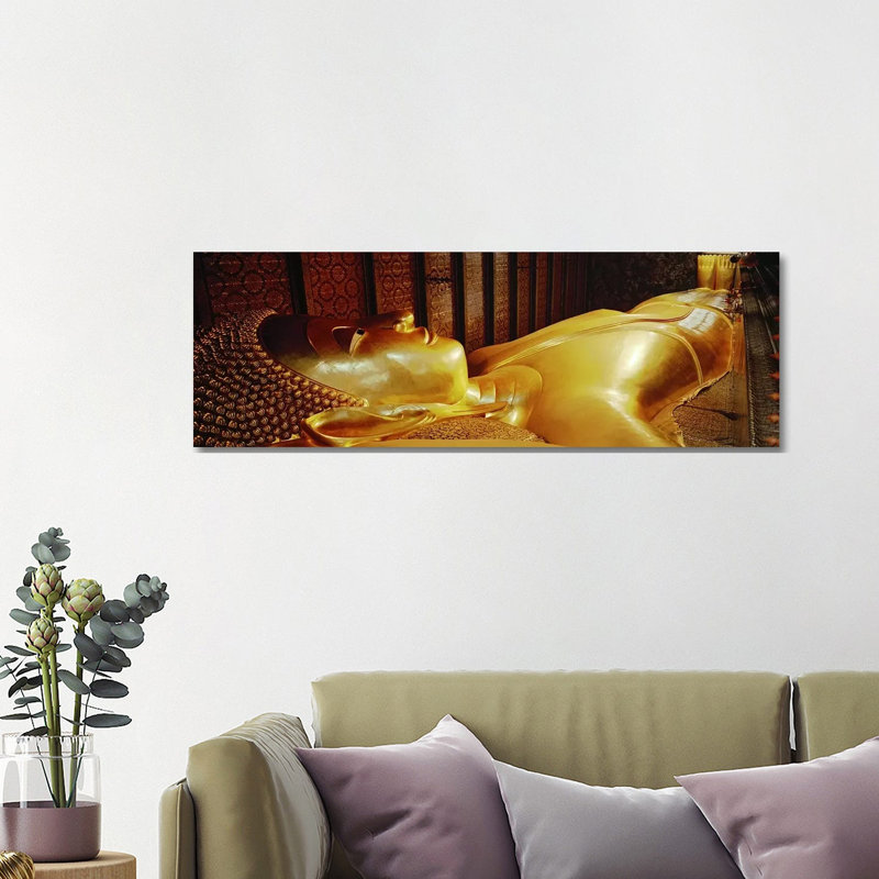 Thailand, Bangkok, Wat Po, Reclining Buddha - Wrapped Canvas Panoramic Print, 121.92 cm H x 40.64 cm W x 1.91 cm D