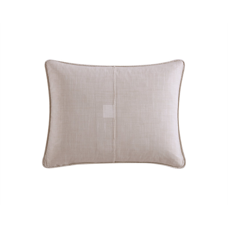 Beige Cotton Reversible Full Quilt Set with Fern Design