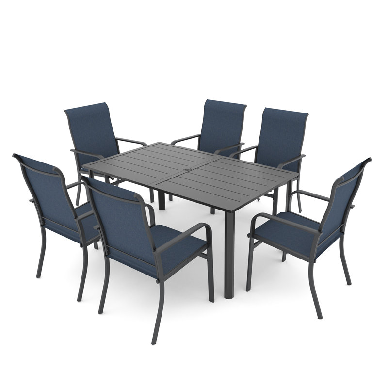 Table de salle à manger pour 6 personnes, Noir / Bleu