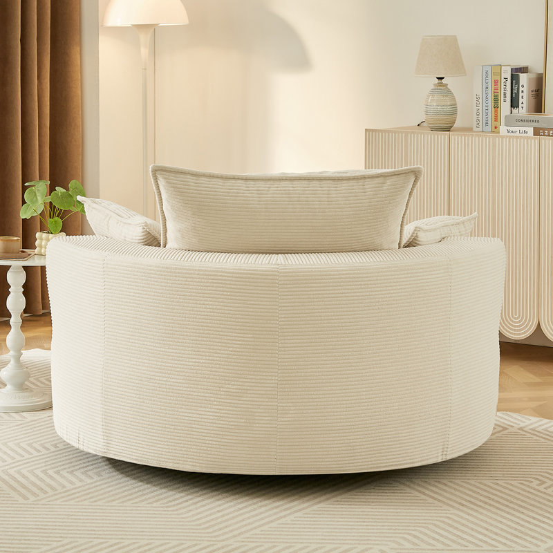 Méridienne surdimensionnée pivotante à 360 ° avec coussin double et coussins, Beige