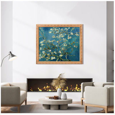 Almond Blossom by Vincent Van Gogh Solid Wooden Framed Size:40.5x34.5 inches,Image Size:36x30 inches,Golden Frame The World Classic Art Reproductions,