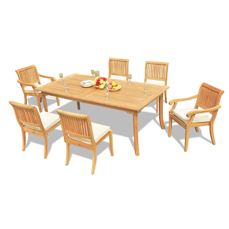 Masten 6 - Person Teak Wood Patio Dining Set with Rectangular Table, 6