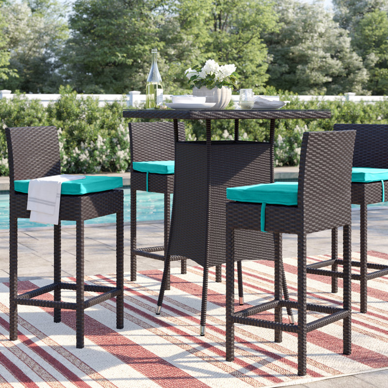 Chaise de patio avec coussin Convene, Espresso et turquoise