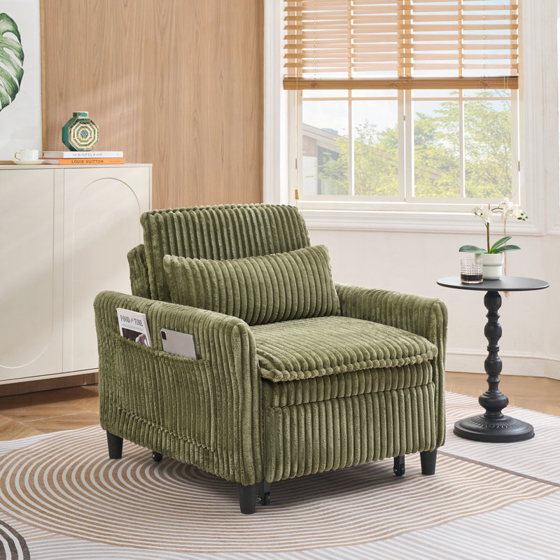 32" Folding Single Couch Deep Seat Sofa Bed For Living Room And Office, Green