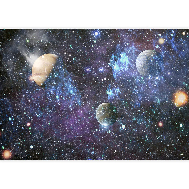 Planet In Outer Space Galaxy Border, Blue, 100" L x 144" W
