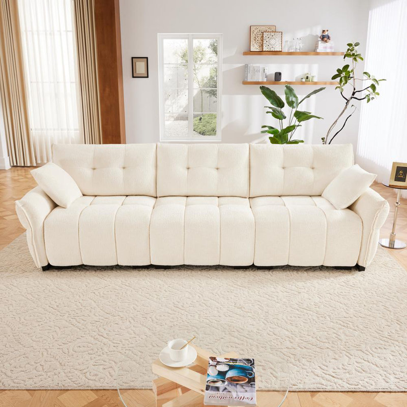 Canapé, canapé rembourré pour salon, bureau, hôtel, 3, H 35,43 po x l 110,23 po x P 33,43 po, Blanc