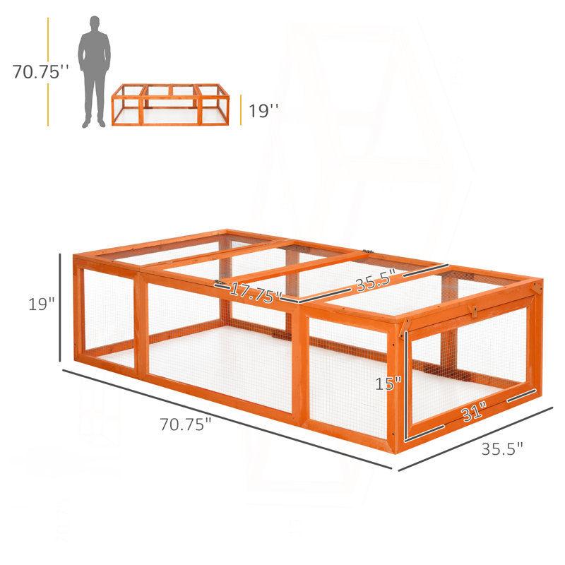 Grand refuge pour petits lapins en bois, Orange
