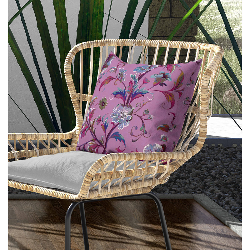 Coussin intérieur / extérieur Nature's Palette, Carré 18 po, Vert/rose