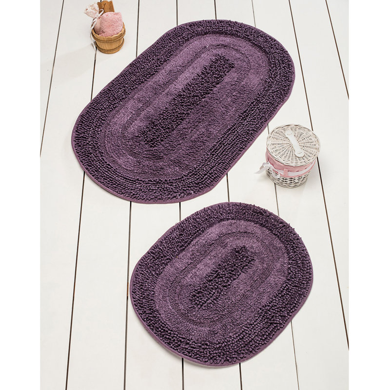 Gibby 2 Piece Bath Rug Set, Purple