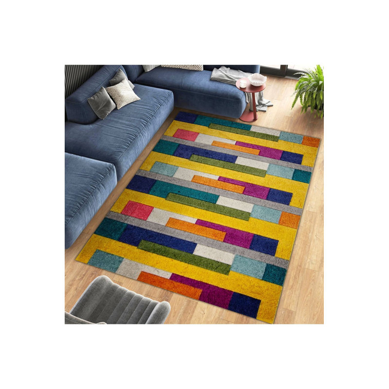 Northern Collection Multicolor Shapes Woven Base Modern Decorative Rug, Runner 2'6" x 9'10" Rug Pad Included