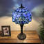 Lampe de table Flyiff Tiffany en vitrail bleu de style baroque avec ampoules DEL lavande incluses H 22 po x l 12 po